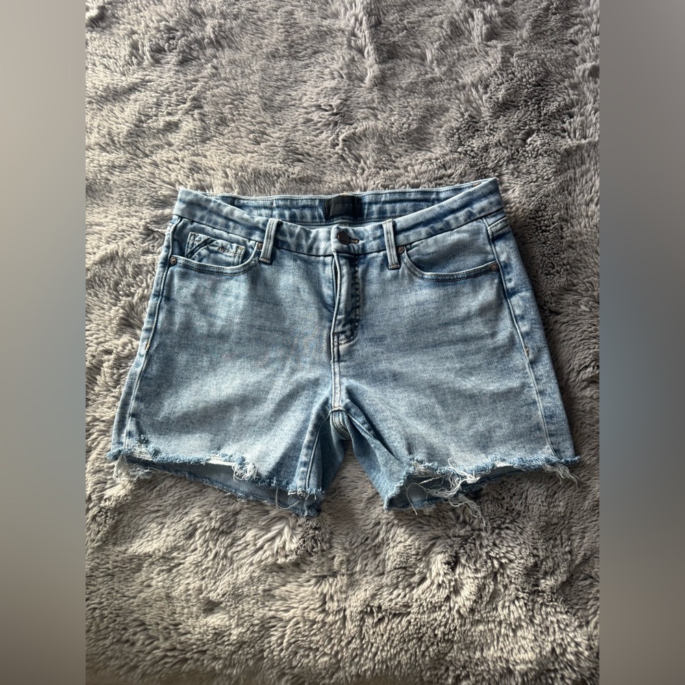 Buckle Black Frayed Jean Shorts